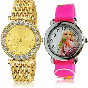 NEUTRON Formal Analog Gold and White Color Dial Women Watch - G574-GC44 (Pack of 2)