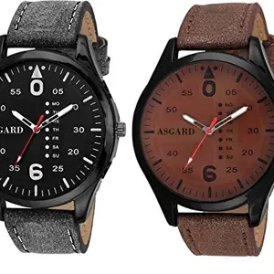 ASGARD Trendy Analog Multi-Colour Dial Watches for Men-Set of 2 BR-BK-96&97