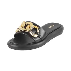 Mochi Women Black Flat Fashion Chappal UK/3 EU/36 (41-128)