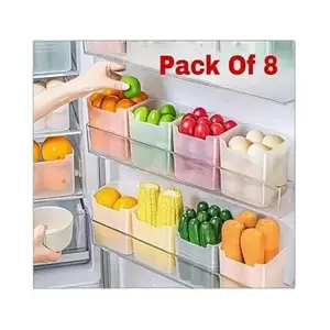 Premium Fridge Storage Space-Saving Refrigerator Side Door Organizer - 1000 ml (Pack of 8)|Design - 1472 for Home and Kitchen
