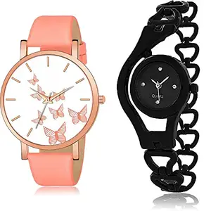 NIKOLA Style Analog Orange and Black Color Dial Women Watch - G552-G68 (Pack of 2)