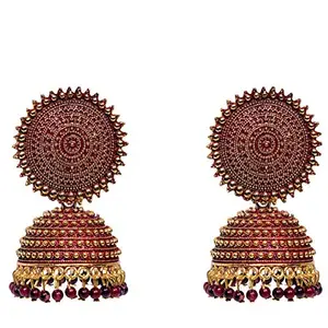 SubhagAlankar Traditional Gold Plated Kundan Jhumka earrings for Women and girls (Brown)