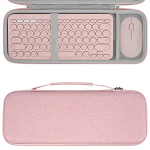 Geekria Hard Case Compatible with Logitech K380 + M350, Microsoft Designer Compact Keyboard + Microsoft Mobile Wireless Keyboard and Pebble Mouse Combo (Pink)