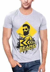 Wear Your Opinion Men's Cotton Half Sleeve Graphic Printed T-Shirt(Design: Beard Construction, X-Large, Grey Mel)