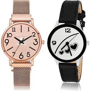 NEUTRON Analogue Analog Rose Gold and Black Color Dial Women Watch - GM245-G342 (Pack of 2)