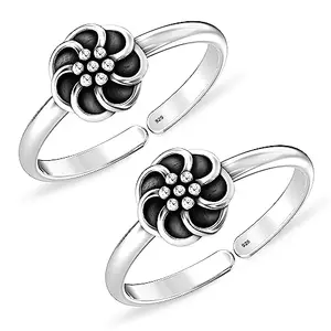 LeCalla Women's Antique Flower Toe Ring in 925 Sterling Silver BIS Hallmarked Jewelry