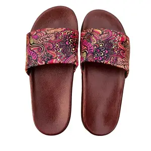 Women's Floral Print Slide & Comfortable New Arrival (Maroon, UK Footwear Size System, Adult, Women, Numeric, Medium, 9)