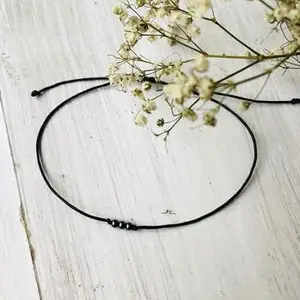 LKBEADS hematite round smooth 3mm, 54 Pieces black color beads adjustable thread cord bracelet for men, women, meditation, yoga, healing, prosperity.