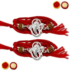 RANA SILVER RAKHI | 92.5% Real Silver Rakhi | Silver raklhi for Brother with kum kum chawal
