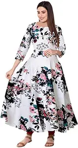 Jaipry Women Printed Gown Kurta Rayon Printed Maxi Long Gown Multicolor Dress XXL Size.