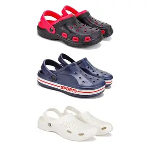 DRACKFOOT-Lightweight Classic Clogs || Sandals with Slider Adjustable Back Strap for Men-Combo(5)-3017-3069-3147-8 White