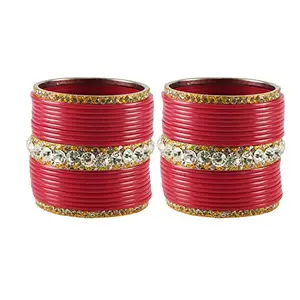 MAYA FASHION Gajari Stone Acrylic-Brass Bangle Elegant Extra Large Size Bangle | Perfect Fit for Plus Size banglesTrendy and Comfortable Fit for woman and girls | (Sku-ban1644)