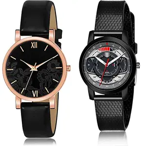 NEUTRON Heart Analog Black and Grey Color Dial Women Watch - G539-(36-L-10) (Pack of 2)