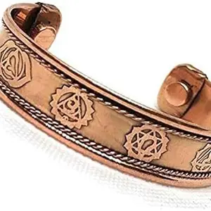 Dream Craft Copp-er Bracelets for Men Women | 99.99% Pure Solid Copp-er Adjustable Cuff Bangle Bracelet for Mens Womens (DCCB51 7 Chakra)