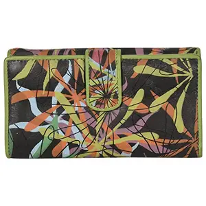 LMN Genuine Leather Multicolor Wallet for Women 695004D (11 Credit Card Slots)