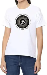 Gayatri Mantra White Women Round Neck T-Shirt