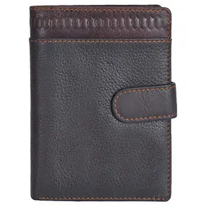 Leatherman Fashion LMN Genuine Leather Dark Brown Unisex Bi-fold Wallet 3 Card Slots
