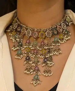 Latest Stylish Necklace Set for Women | Traditional Jewellery for Wedding; Anniversary; Birthday & Any Occasion (Coloured)