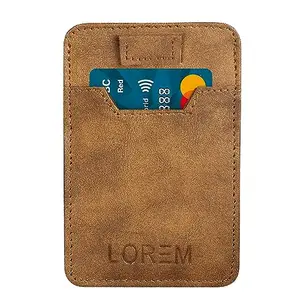 Lorem Dark Brown Mini Wallet for ID, Credit-Debit Card Holder & Currency with Strap Puller to Pull Out Card for Men & Women WL628