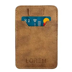VENUSATURN Lorem Mini Wallet for ID, Credit-Debit Card Holder & Currency with Strap Puller to Pull Out Card for Men & Women - Dark Brown WL628-B