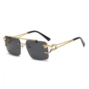 Visit the Dervin Store Dervin Retro Rimless Diamond Cut Rectangular sunglasses for Men and Women