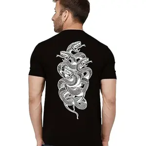 ALLEN BLACK Men's Round Neck T-Shirt, (GRR_ L_1284_BZR) Black