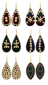 YouBella Jewellery Stylish Latest Combo of Afghani Tibetan Earrings for Girls/Women (Combo of 6)