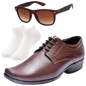 Vitoria Fashionable l Men Brown Lace Formal Shoes with White Socks & Brown Wyfer/9