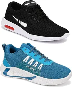 WORLD WEAR FOOTWEAR Soft, Comfortable and Breathable Canvas Lace-Ups Sports Running Shoes for Men (Multicolor, 8) (S11279)