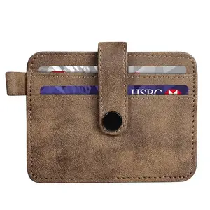 CLOUDWOOD Mini Wallet for ID, Credit-Debit Card Holder & Currency with Push Button for Men & Women - Brown WL618