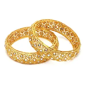 Karatcart Gold Plated Set of 2 Diamond Shape Bangles for Women