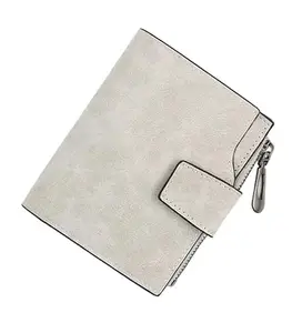 Women's Vegan Leather Small Zipper Wallet (Grey)-PID57466