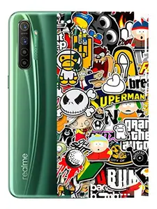 AtOdds - Realme X2 Mobile Back Skin Rear Screen Guard Protector Film Wrap with Camera Protector (Coverage - Back+Camera+Sides) (Sticker Bomb)