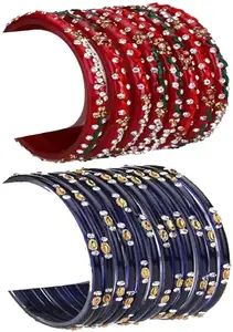Combo Of Party & Wedding Colorful Glass Bangle/Kada, Pack Of 20, multi,blue (GG_Bangle2-RZ1.c_bang)