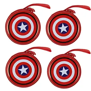 Stealodeal Captain America Aluminium Dual Zipper Coin & Earphone Case (Pack of 4)