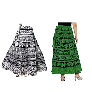 Payuri Fashion Women's Combo Jaipuri Maxi Skirt, Sanganeri Print, Rajasthani Jaipuri Traditional Long Fashion Skirts.