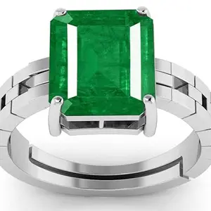 LMDLACHAMA 10.00 Ratti /9.50 Carat Certified Natural Emerald Stone Silver Plated Ring For Men And Women's