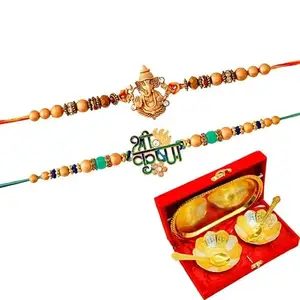 Piepot Rakhi Set for Brother | Rakhi with Gift German Silver Bowl Set, Roli Chawal & Best Wishes Card | Greman Silver Bowl Set | Rakshabandhan