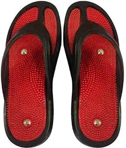 ACS MART acupressure slippers for women / Men's Flip-Flops heel pain relief products acupressure footwear Red Black