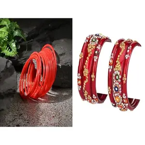 Somil Elegant Combo Bangles For Women & Girls | Stylish Bangles Set For Everyday & Functions, Pack Of 18, Red, Red -B175