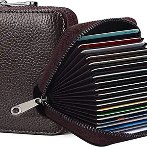 Brajin Blocking Brown Genuine Leather Wallet for Men with ATM Card & Coin Zipper | Bi-Fold Wallet | Men's Wallet Purse