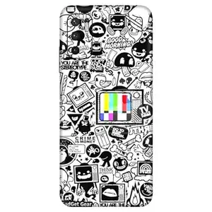 GADGET GEAR Gadget Gear Vinyl Skin Back Sticker Customised TV Doodle (6) Mobile Skin (Not a Cover) Compatible with Xiaomi Redmi Note 10T (5G) (Only Back Panel Coverage)