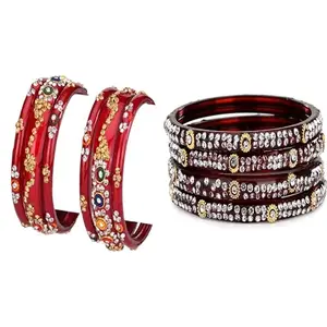 Somil Combo Bangle Set For Women | Traditional Daily Bangles | Perfect For Parties & Functions, Pack Of 10, Red, Maroon -D496