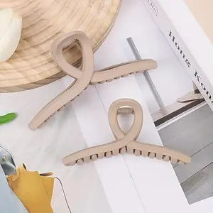 Glow Collection 2Pcs Matte Hair Claw Clips Acrylic Nonslip Large Jaw Hair Clamp for Women Thick Hair Styling Accessories (Light Coffee)