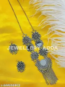 OXI Oxidised Round Chain Pendant Long Necklace For Girls and women's Design_64