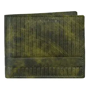 CLOUDWOOD Green 3D Emboss Line Bi-Fold Leather 3 ATM Card Slots Wallet for Men -WL30