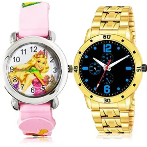 NIKOLA Collegian Analog Pink and Gold Color Dial Men Watch - BK11-(68-S-21) (Pack of 2)