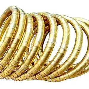 Honbon Elegant Look Golden Spiral Bangle Multi Layered Wrap Bracelet/Cuff Kada/Boho Bracelet/Snake Kada/Single Hand Bangles/Coil Bracelet/spring Bangles for Women & Girls 1Pc