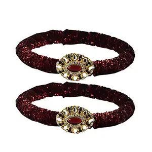 MAYA FASHION Maroon Stone Brass Bangle With Very Extra Large Size Elegant Extra Large Size Bangle | Perfect Fit for Plus Size banglesTrendy and Comfortable Fit for woman and girls | (Sku-ban2028)
