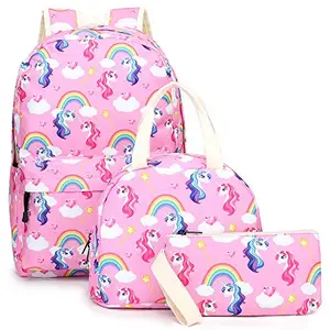 Aashiya Trades unicorn bagpack Fashion School Backpack Girls Bookbag Set Student Laptop Backpack with Lunch box bag and pouch